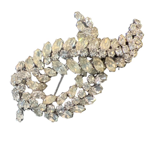 Vintage Sherman Brooch Clear Rhinestones 50's signed - Picture 3 of 13